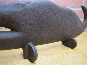 Antique Cast Iron Whale Doorstop Folk Art Decorative Statue Nautical Sea Ocean Sign Advertising Artwork