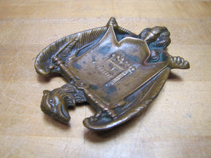 Antique Eagle Tray Ashtray Jasna Gora Monastery Poland Souvenir Bronze Brass Ornate