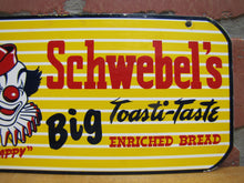 Load image into Gallery viewer, SCHWEBEL&#39;S BIG TOASTI-TASTE BREAD Old Store Display Advertising Sign HAPPY CLOWN
