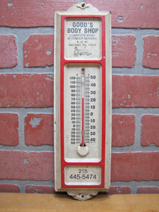 GOOD'S BODY SHOP EAST EARL PA Original Vintage Advertising Thermometer Sign Made in USA