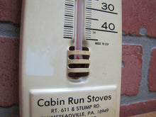 Load image into Gallery viewer, CABIN RUN STOVES PLUMSTEADSVILLE PA JOTUL Dealer Vintage Advertising Thermometer Sign Ad Made in USA
