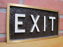 Load image into Gallery viewer, EXIT Old Embossed Advertising Sign Industrial Office Business Shop Bronze Brass Ad
