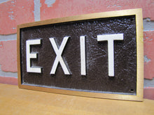 Load image into Gallery viewer, EXIT Old Embossed Advertising Sign Industrial Office Business Shop Bronze Brass Ad
