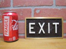 Load image into Gallery viewer, EXIT Old Embossed Advertising Sign Industrial Office Business Shop Bronze Brass Ad
