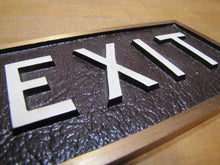 Load image into Gallery viewer, EXIT Old Embossed Advertising Sign Industrial Office Business Shop Bronze Brass Ad
