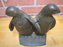 Load image into Gallery viewer, PENGUINS Antique Cast Iron Twin Birds Doorstop Decorative Art Statue Door Stop

