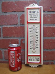 BURREY'S JEDDO-HIGHLAND COAL ESSO HEATING OIL AGRICO FERTILIZER WETHERILL PAINTS Old Advertising Thermometer Sign