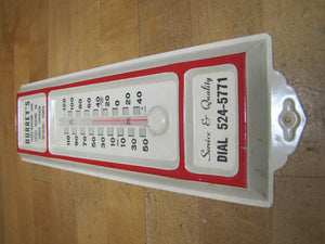 BURREY'S JEDDO-HIGHLAND COAL ESSO HEATING OIL AGRICO FERTILIZER WETHERILL PAINTS Old Advertising Thermometer Sign