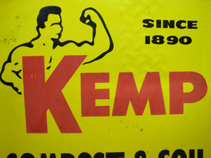 KEMP COMPOST & SOIL SHREDDERS Old Feed Seed Hardware Store Dealer Advertising Sign Since 1890