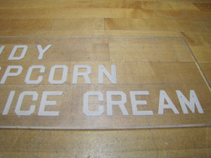 CANDY POPCORN ICE CREAM Old Theatre Concession Stand Boardwalk Carnival Advertising Sign