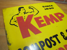 Load image into Gallery viewer, KEMP COMPOST &amp; SOIL SHREDDERS Old Feed Seed Hardware Store Dealer Advertising Sign Since 1890
