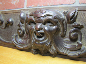 Devil Beast Head Licking Sticking Out Tongue Antique Decorative Arts Wooden Carved High Relief Salvage Piece Part Panel