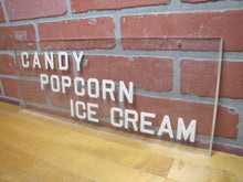 Load image into Gallery viewer, CANDY POPCORN ICE CREAM Old Theatre Concession Stand Boardwalk Carnival Advertising Sign
