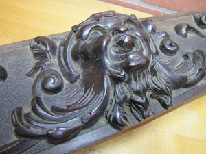 Devil Beast Head Licking Sticking Out Tongue Antique Decorative Arts Wooden Carved High Relief Salvage Piece Part Panel