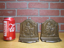 Load image into Gallery viewer, LITTLE RED RIDING HOOD BIG BAD WOLF IN FOREST TREES LANDSCAPE Old Pair Bookends Book Ends
