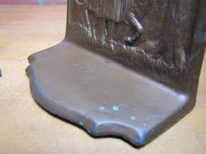 LITTLE RED RIDING HOOD BIG BAD WOLF IN FOREST TREES LANDSCAPE Old Pair Bookends Book Ends