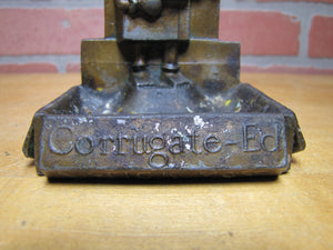 CORRUGATE-ED NATICK MASS Old Advertising Ashtray Figural Cardboard Man Sign Tray Display Ad