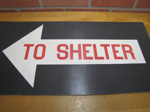 TO SHELTER ARROW Old Double Sided Sign NAVY NPS 4ND PHILA PA Safety Advertising Cold War Atomic Era Ad