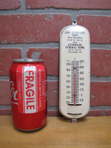 ETZWEILER FUNERAL HOME FINE FURNITURE COLUMBIA PA Old Advertising Thermometer Sign Made in USA