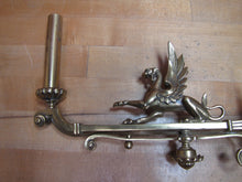 Load image into Gallery viewer, GRIFFIN WINGED BEAST Antique Brass Sconce Light Converted Gas Lamp Fixture
