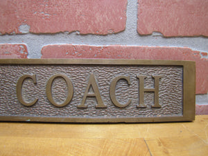 FUNERAL COACH Antique Brass Plaque Sign Hearse Funeral Home Advertising Embossed Plaque