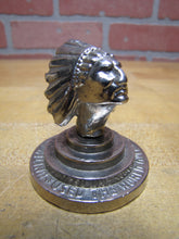 Load image into Gallery viewer, UNITED AMERICAN METALS USED THE WORLD OVER Old Advertising Paperweight Desk Art Native American Indian Chief
