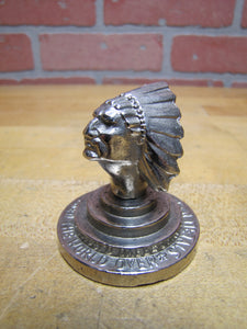 UNITED AMERICAN METALS USED THE WORLD OVER Old Advertising Paperweight Desk Art Native American Indian Chief