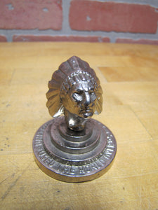 UNITED AMERICAN METALS USED THE WORLD OVER Old Advertising Paperweight Desk Art Native American Indian Chief
