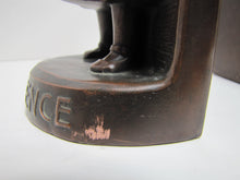 Load image into Gallery viewer, JB JENNING BROS INNOCENCE Antique Bronze Clad Bookends Young Girl Ornate Detailing Decorative Art Statues
