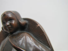 Load image into Gallery viewer, JB JENNING BROS INNOCENCE Antique Bronze Clad Bookends Young Girl Ornate Detailing Decorative Art Statues
