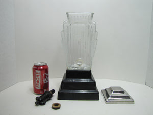 1920/30s Art Deco Skyscraper Syrup Drink Soda Fountain Dispenser E B Evans Co Ice Cream Shop Ornate Black Clear Glass