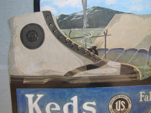 Load image into Gallery viewer, KEDS SNEAKERS FABRIC FOOTWEAR Old Store Display Advertising Sign UNITED STATES RUBBER Co
