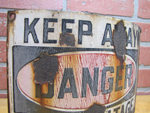 Load image into Gallery viewer, KEEP AWAY DANGER HIGH VOLTAGE Old Porcelain Bowed Curved Safety Advertising Sign

