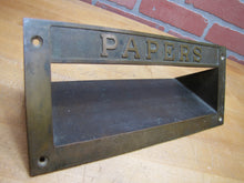 Load image into Gallery viewer, PAPERS Old Brass Mail Newspaper Slot Architectural Building Hardware Element
