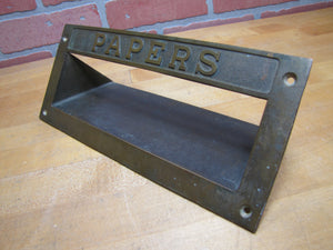 PAPERS Old Brass Mail Newspaper Slot Architectural Building Hardware Element