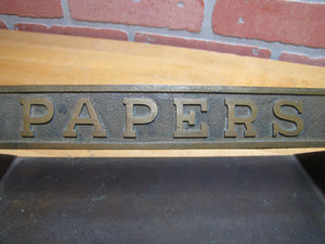 PAPERS Old Brass Mail Newspaper Slot Architectural Building Hardware Element
