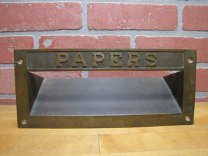 PAPERS Old Brass Mail Newspaper Slot Architectural Building Hardware Element