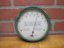 Load image into Gallery viewer, STATEN ISLAND SAVINGS BANK Antique Advertising Thermometer Sign STAPLETON ST GEO
