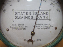Load image into Gallery viewer, STATEN ISLAND SAVINGS BANK Antique Advertising Thermometer Sign STAPLETON ST GEO
