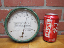 Load image into Gallery viewer, STATEN ISLAND SAVINGS BANK Antique Advertising Thermometer Sign STAPLETON ST GEO
