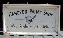 Load image into Gallery viewer, HANOVER PAINT SHOP Wm Knehr Proprietor Old Double Sided Wooden Store Ad Sign NH New Hampshire
