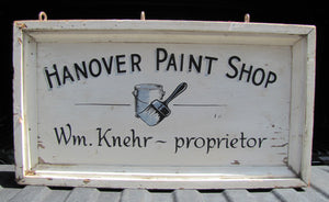 HANOVER PAINT SHOP Wm Knehr Proprietor Old Double Sided Wooden Store Ad Sign NH New Hampshire