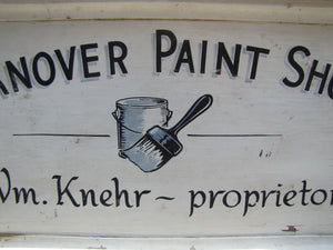 HANOVER PAINT SHOP Wm Knehr Proprietor Old Double Sided Wooden Store Ad Sign NH New Hampshire