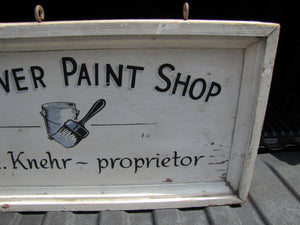HANOVER PAINT SHOP Wm Knehr Proprietor Old Double Sided Wooden Store Ad Sign NH New Hampshire