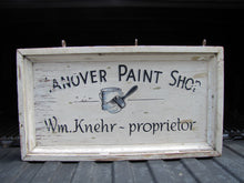 Load image into Gallery viewer, HANOVER PAINT SHOP Wm Knehr Proprietor Old Double Sided Wooden Store Ad Sign NH New Hampshire
