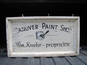 HANOVER PAINT SHOP Wm Knehr Proprietor Old Double Sided Wooden Store Ad Sign NH New Hampshire