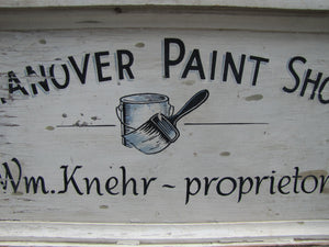 HANOVER PAINT SHOP Wm Knehr Proprietor Old Double Sided Wooden Store Ad Sign NH New Hampshire