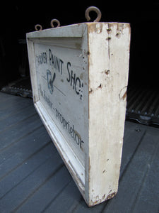 HANOVER PAINT SHOP Wm Knehr Proprietor Old Double Sided Wooden Store Ad Sign NH New Hampshire