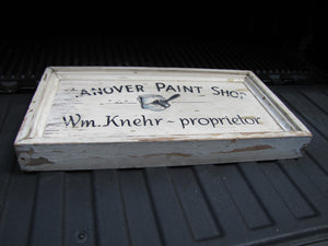 HANOVER PAINT SHOP Wm Knehr Proprietor Old Double Sided Wooden Store Ad Sign NH New Hampshire