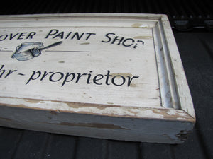 HANOVER PAINT SHOP Wm Knehr Proprietor Old Double Sided Wooden Store Ad Sign NH New Hampshire